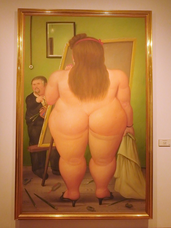 A painting depicting Botero's unique and unusual style