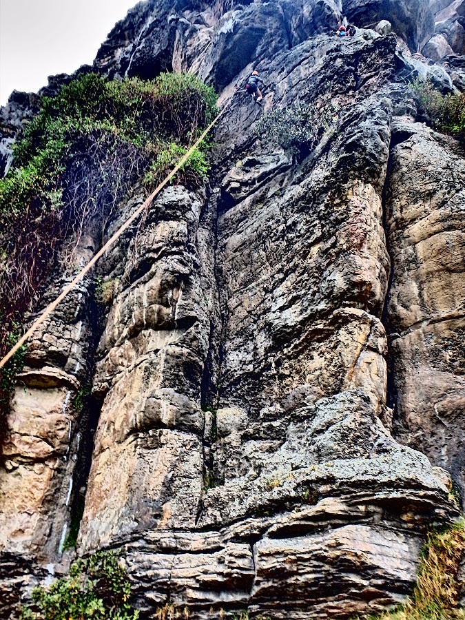 Reaching high up the crag in Suesca