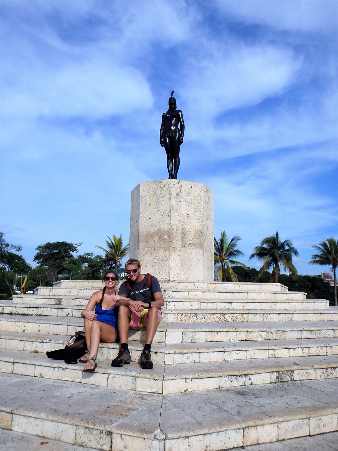 The two of us sat beneath the monument of India Catalina