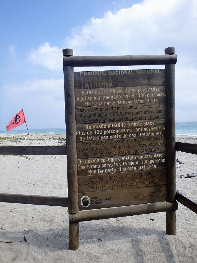 We saw many of these signs and red flags along the beaches highlighting the dangers of swimming