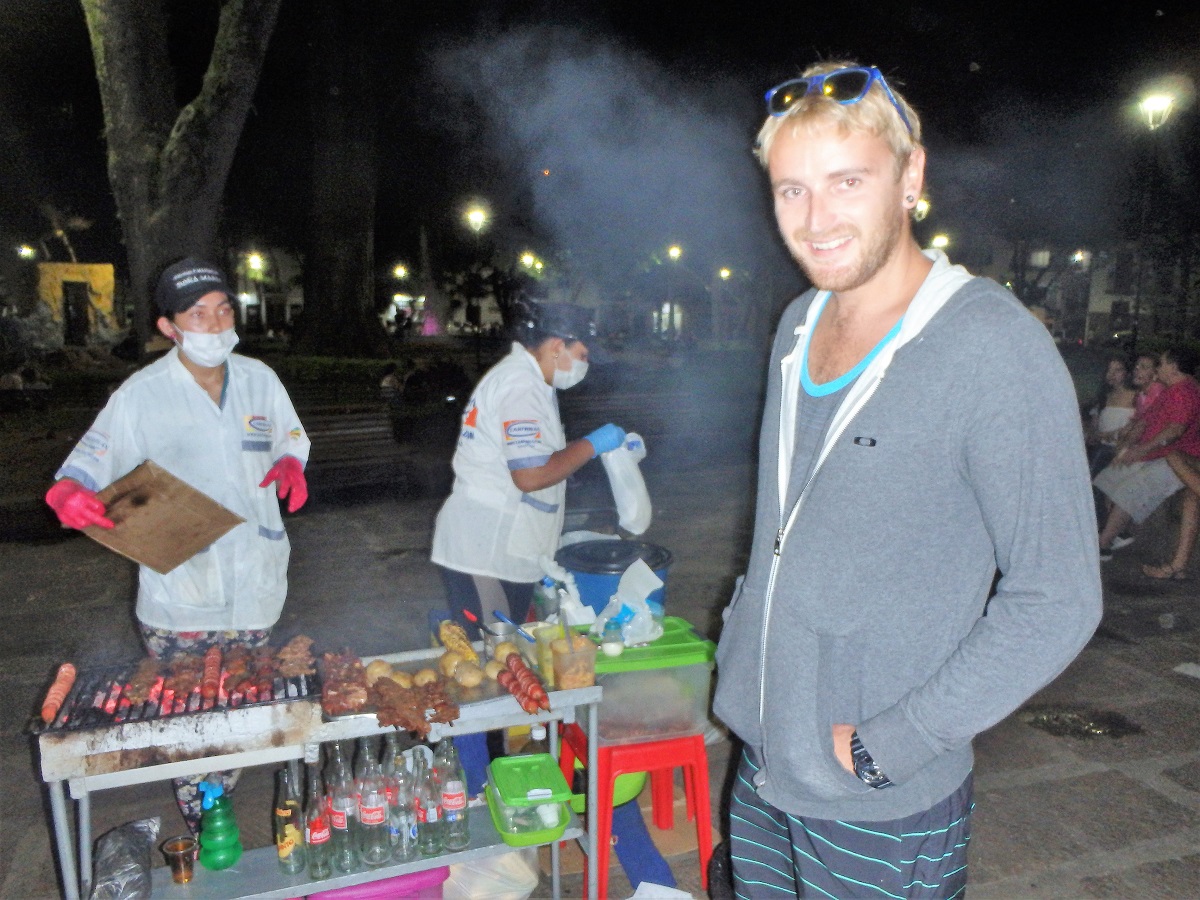 The women grilling 'Meat on a stick' in San Gil's town centre