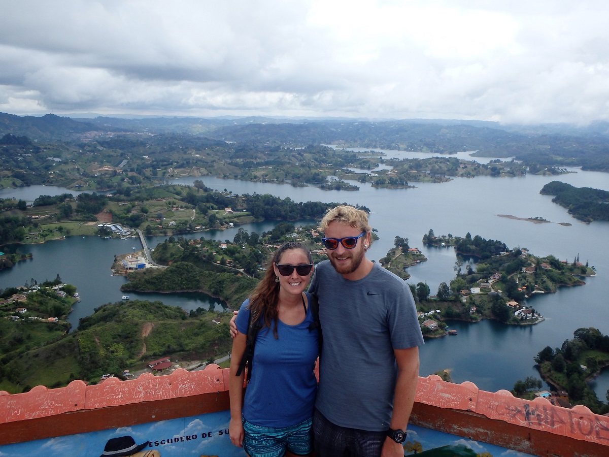 Rhys and I at the top of La Piedra with the reservoir in the background