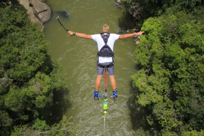 An epic shot of Rhys on his way down