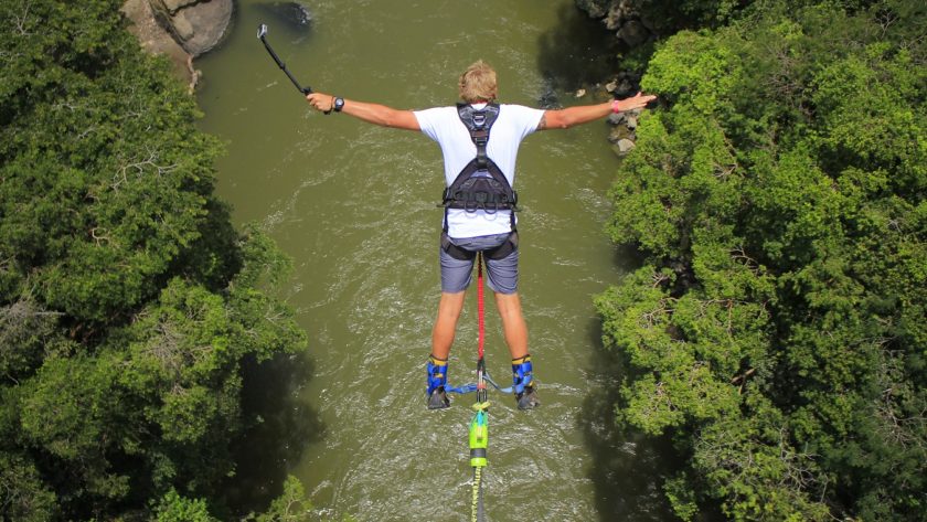 An epic shot of Rhys on his way down