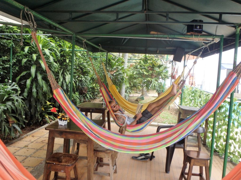 Rhys lazing in a hammock