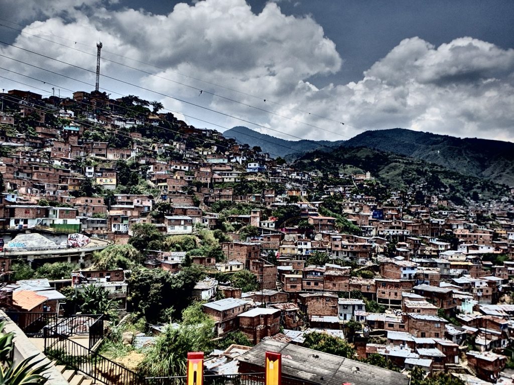 South America, Colombia, Medellin, Comuna 13, views, escalators,