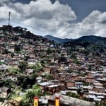 View of the colourful homes covering the mountain