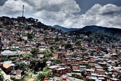 View of the colourful homes covering the mountain