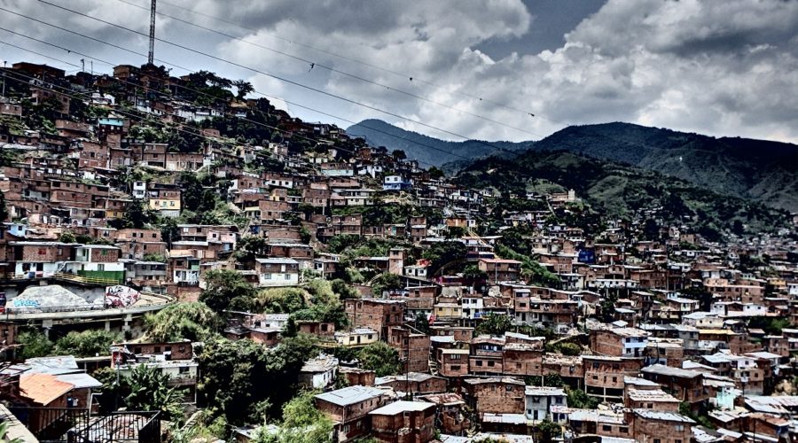 View of the colourful homes covering the mountain