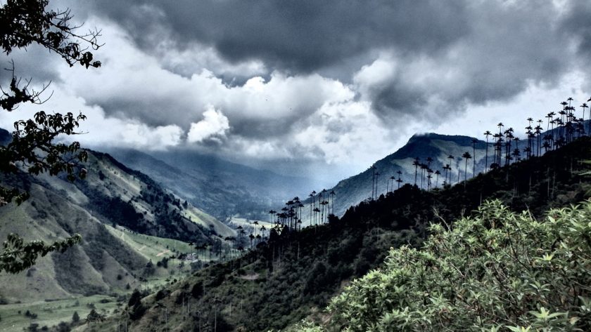 Dark clouds loom over the Cocora Valley