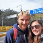 A selfie of Rhys and i crossing the border into Ecuador