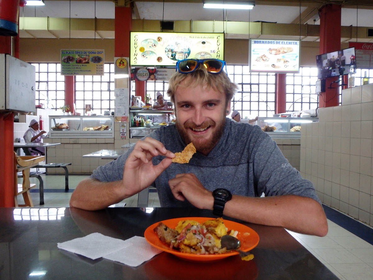 Rhys very happy with his plate of hornados