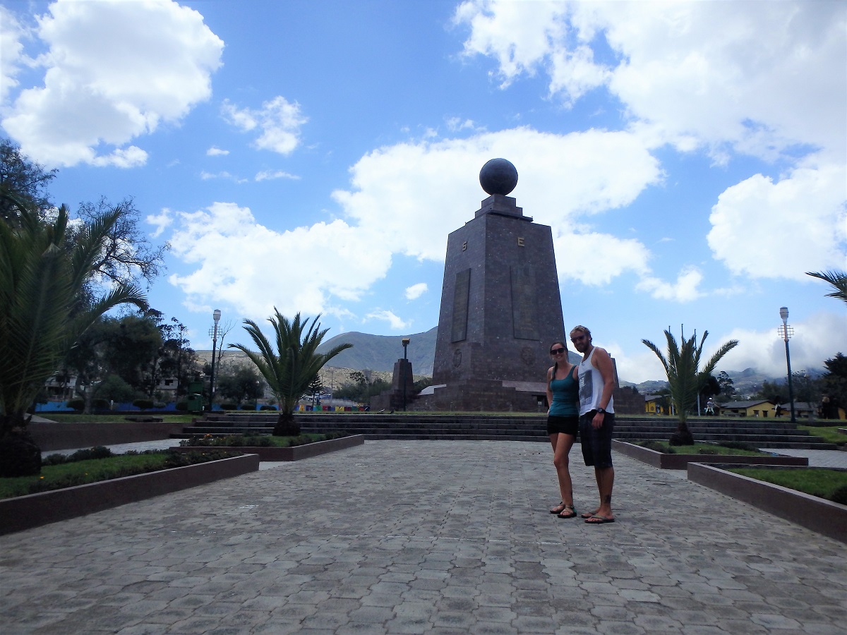 Rhys and I posing in front of the Mitad del Mundo monument