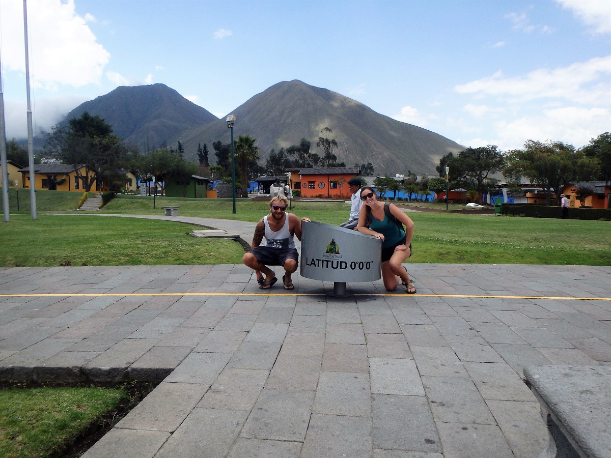 Rhys and I sat beside the latitude zero marker