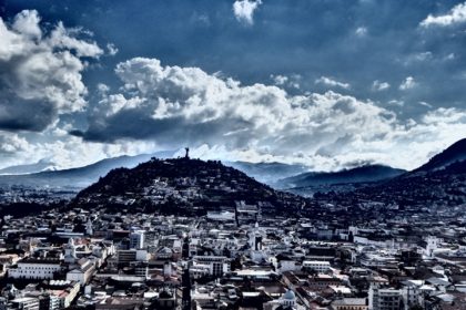 A view over part of northern Quito and the Virgin Mary statue