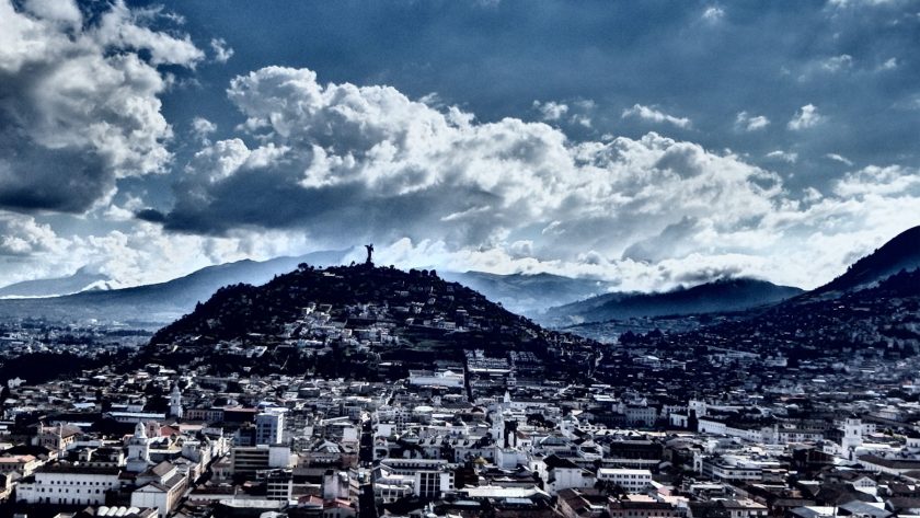 A view over part of northern Quito and the Virgin Mary statue