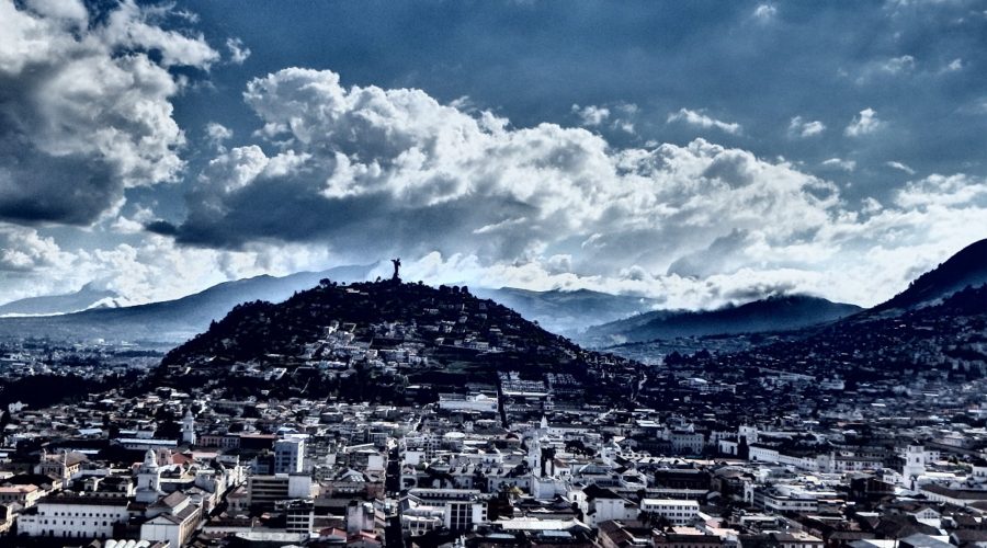 A view over part of northern Quito and the Virgin Mary statue