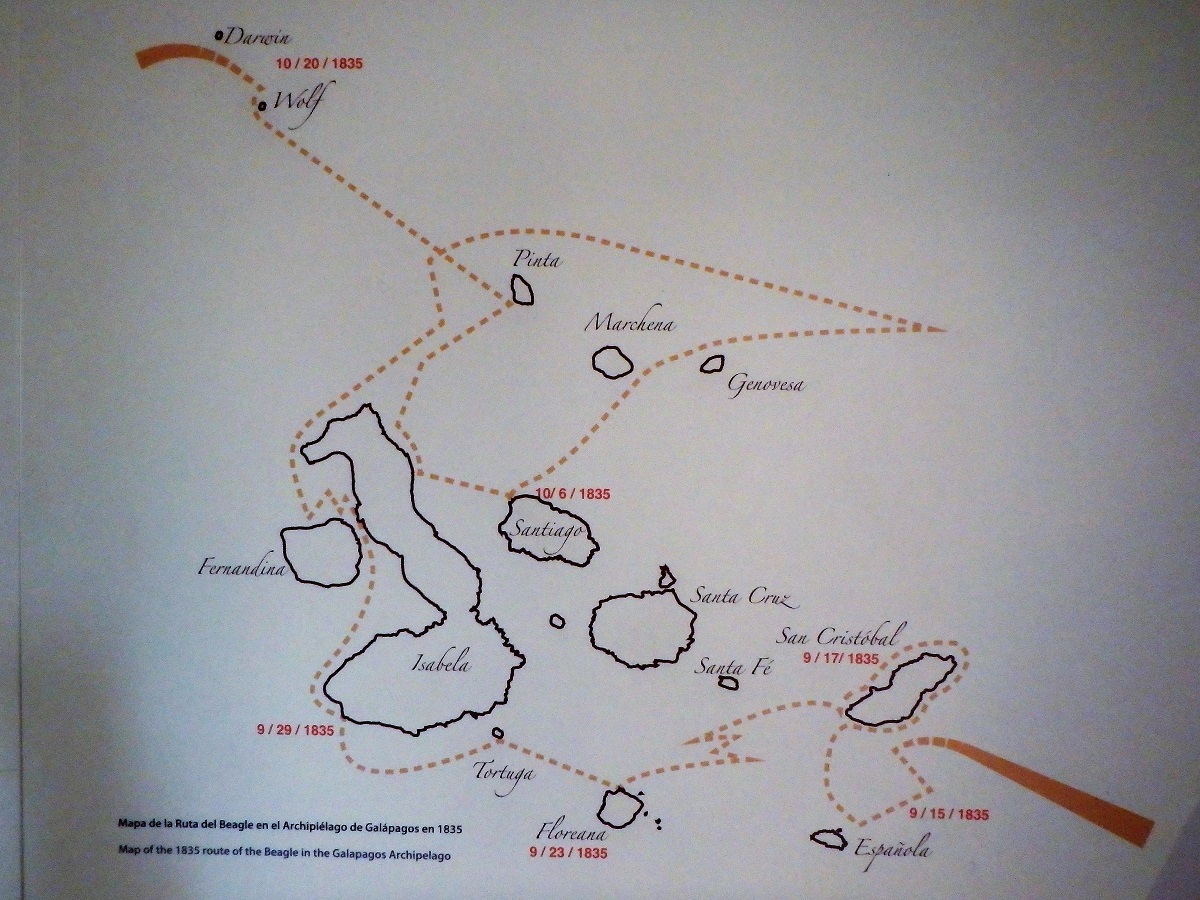 A map of the Galapagos archipelago on display at the Interpretation Centre