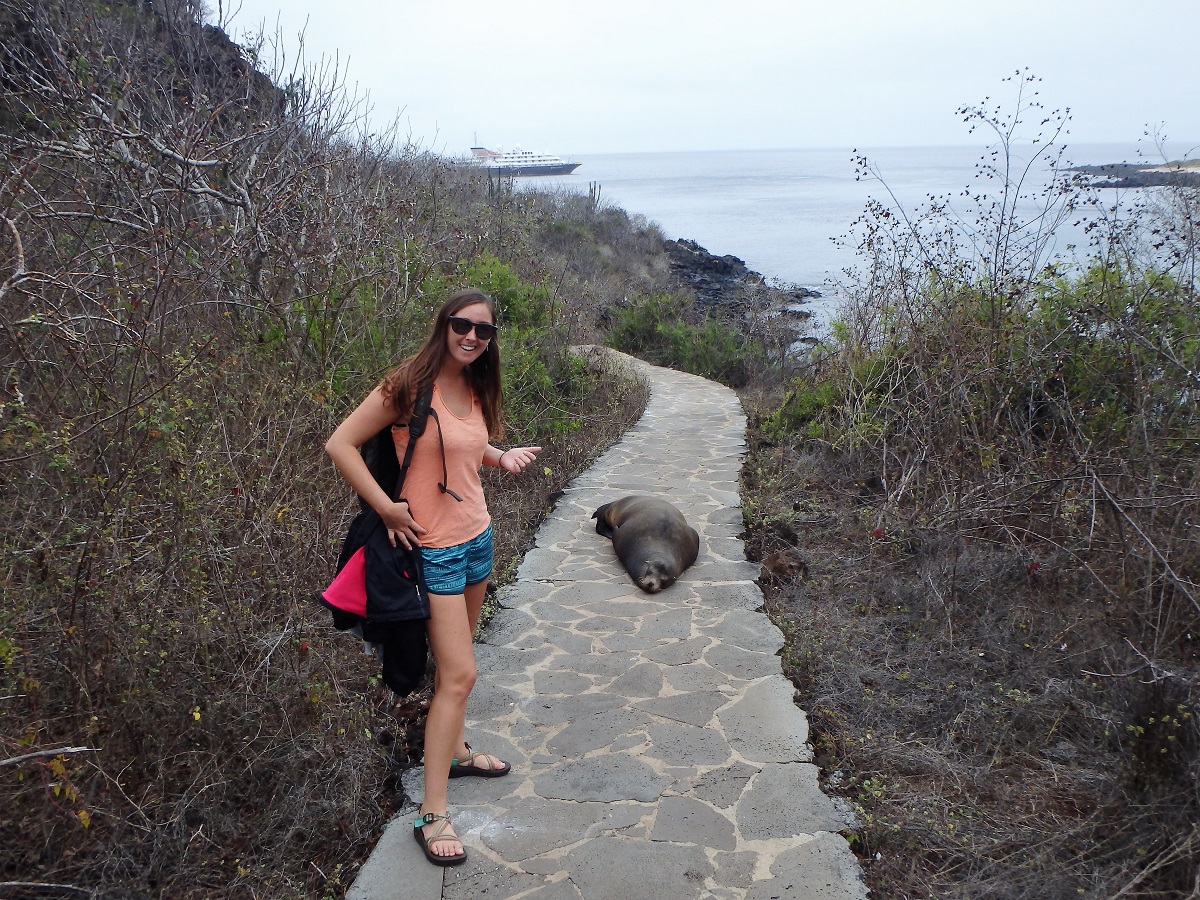 Me and the grumpy sea lion that refused to move for us