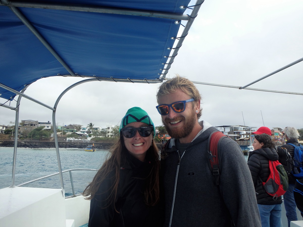 Rhys and I beaming from ear to ear on a boat trip back to the dock