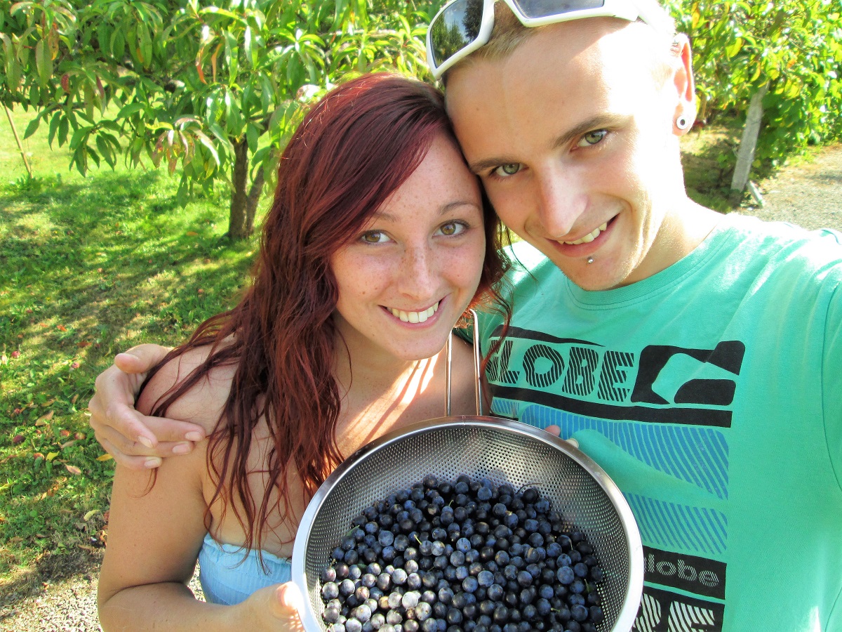 Rhys and I with our bucket of sloes