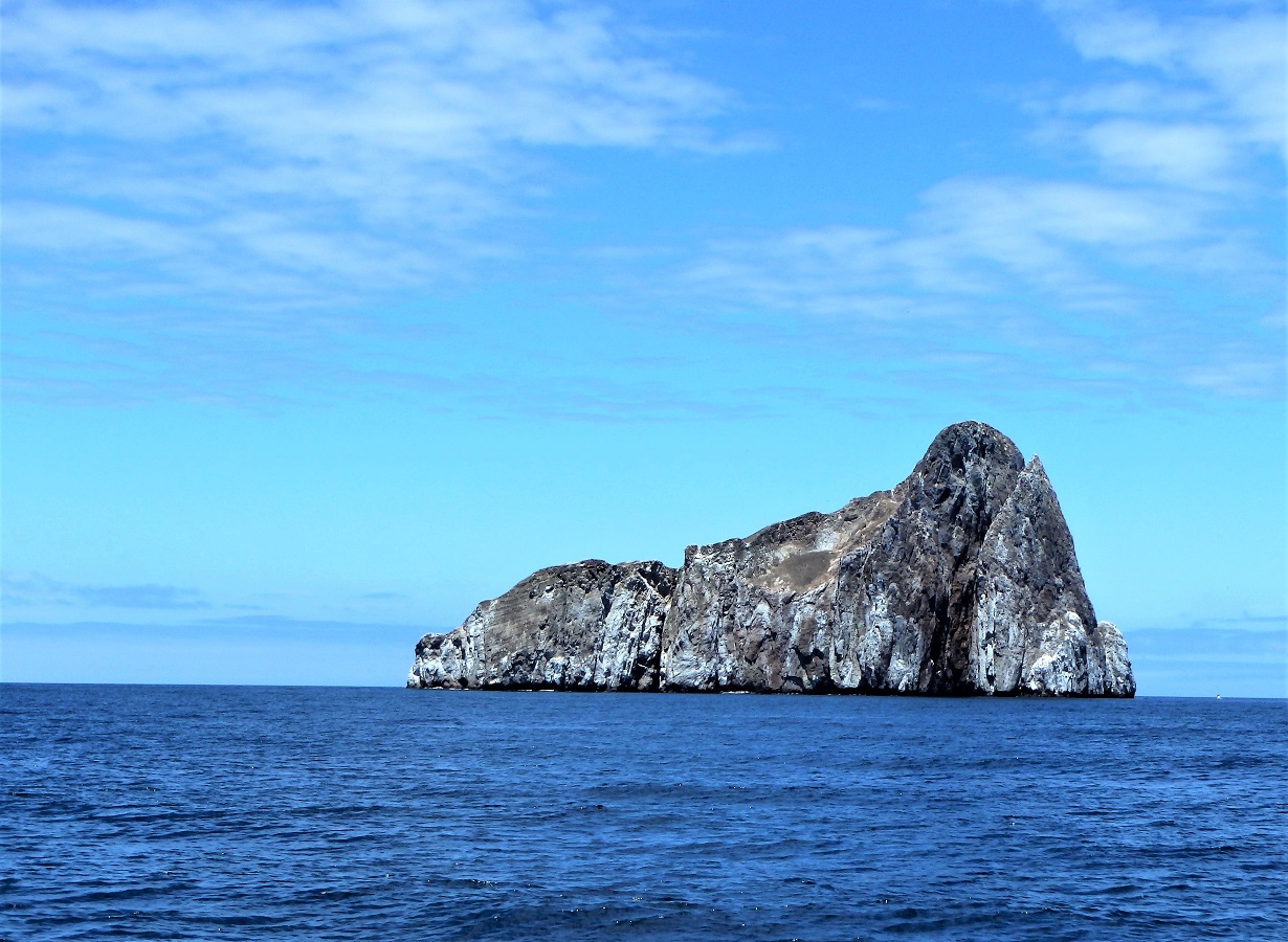 The beautiful structure of Kicker Rock reaching up out of the ocean