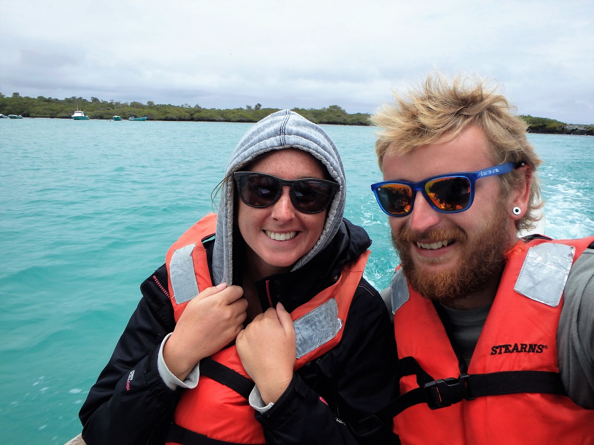 Rhys and I wrapped up warm with our life jackets on the ferry