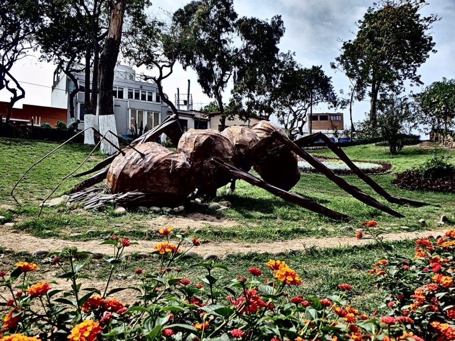 A huge brass ant statue