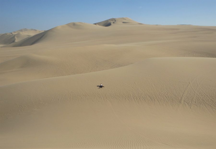 South America, Peru, Huacachina, Nasca, Nazca, Ica Region, desert, oasis, sandboarding