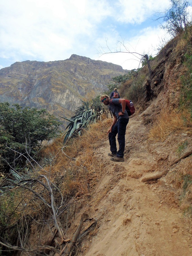 Rhys struggling up the Colca Canyon