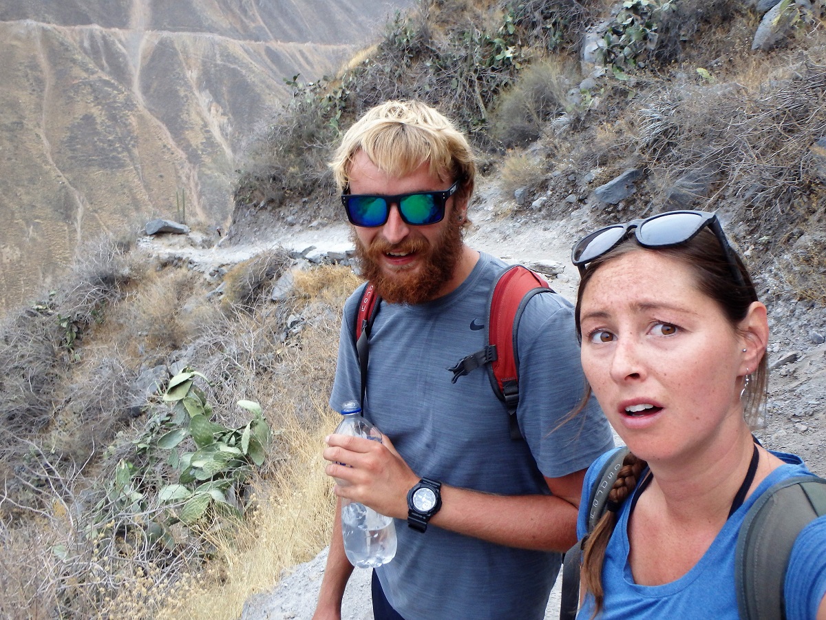 Rhys and I both exhausted during the 6km hike up the canyon