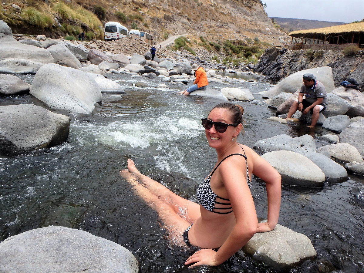 Me carefully easing myself into the freezing water