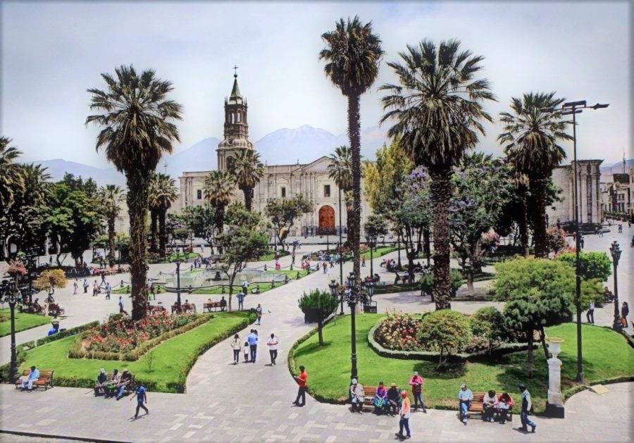 Arequipa's beautiful Plaza de Armas and Cathedral