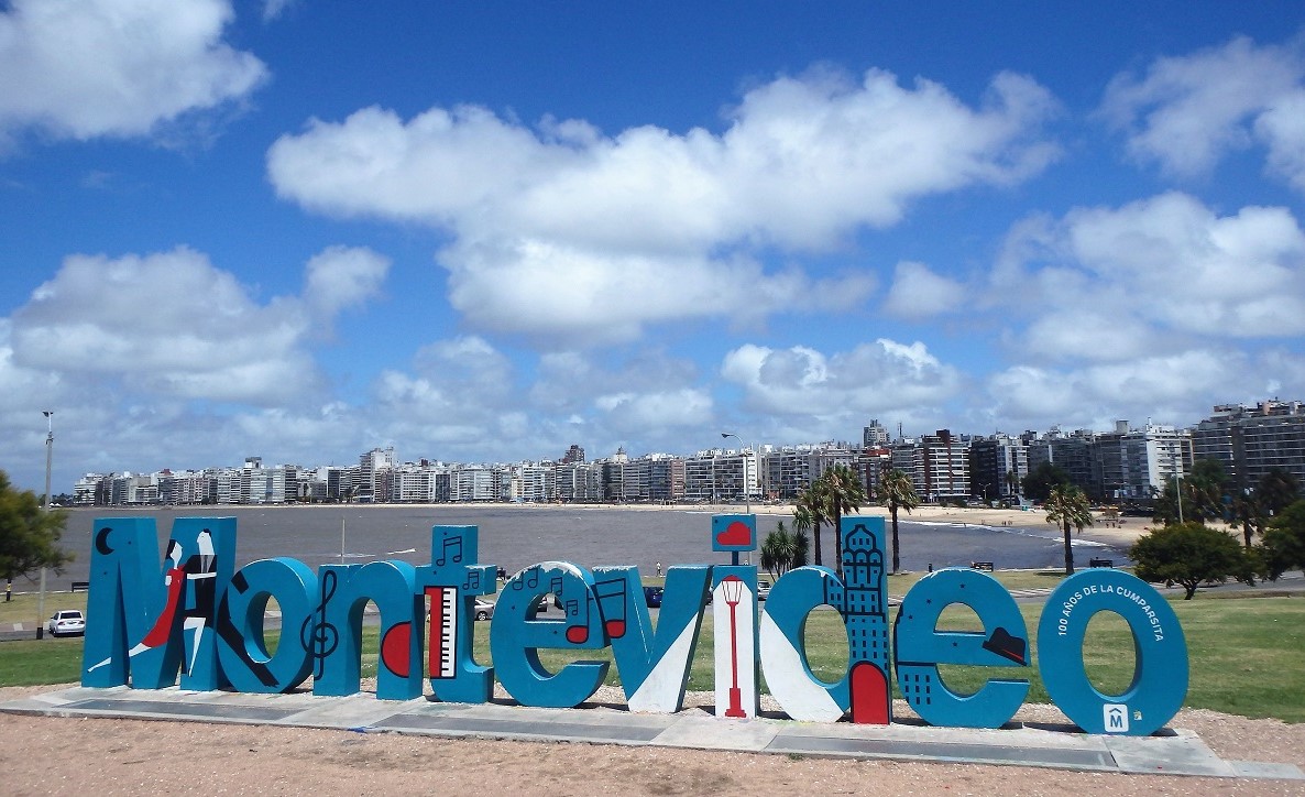 The city's Montevideo sign in Uruguay