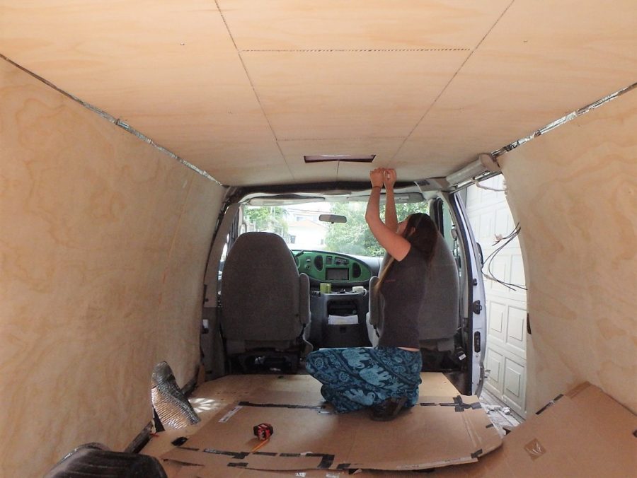 campervan conversion, vanlife, ceiling light installation, jacks on a journey,