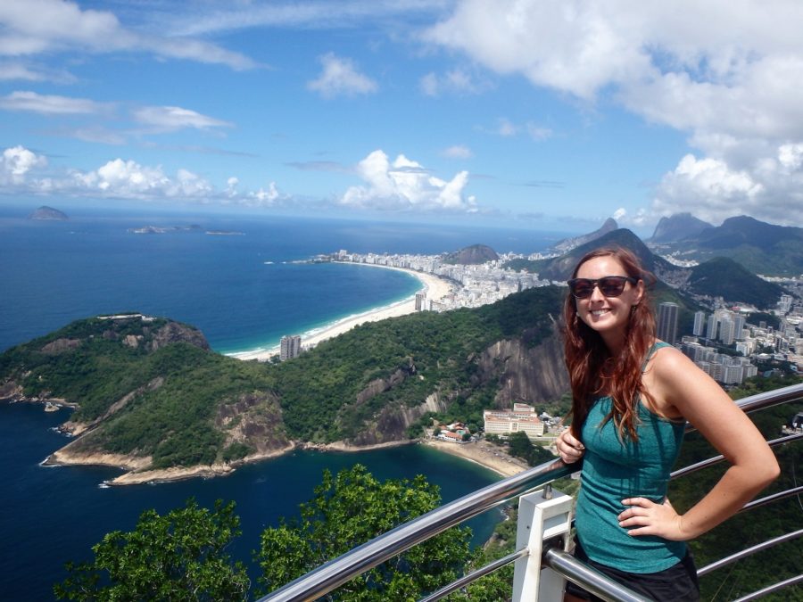 Me taking in the mesmerising view of Copacabana from the top of Sugarloaf Mountain, a must when backpacking in Rio de Janeiro