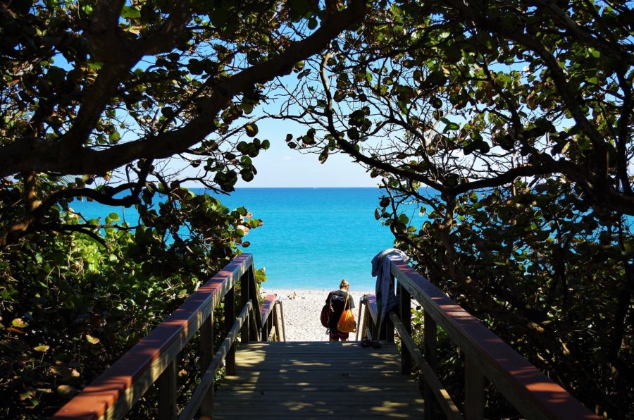 Rhys following the path down to Jensen Beach