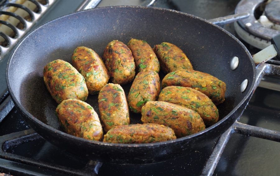 Pan-fried lentil koftas