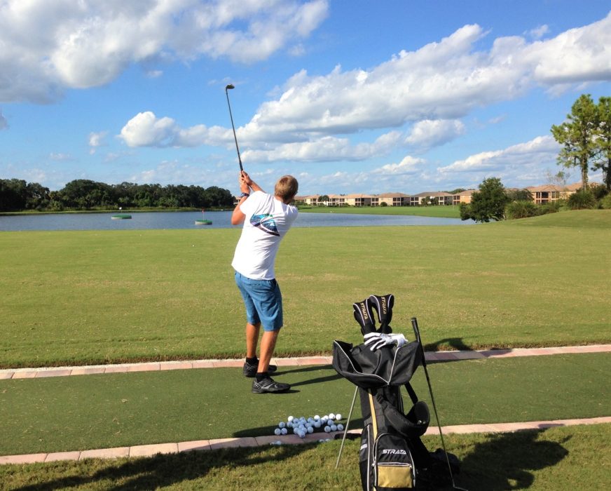 Rhys at a driving range in Bradenton, Florida