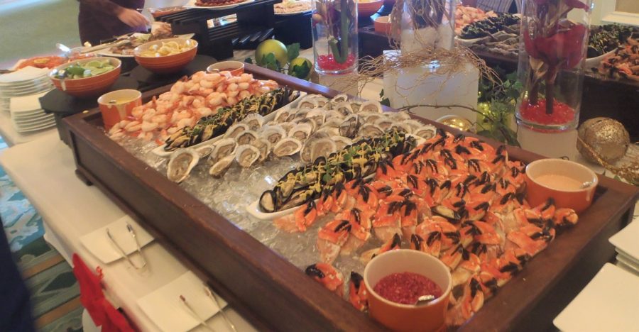 Seafood display at brunch in Cayman