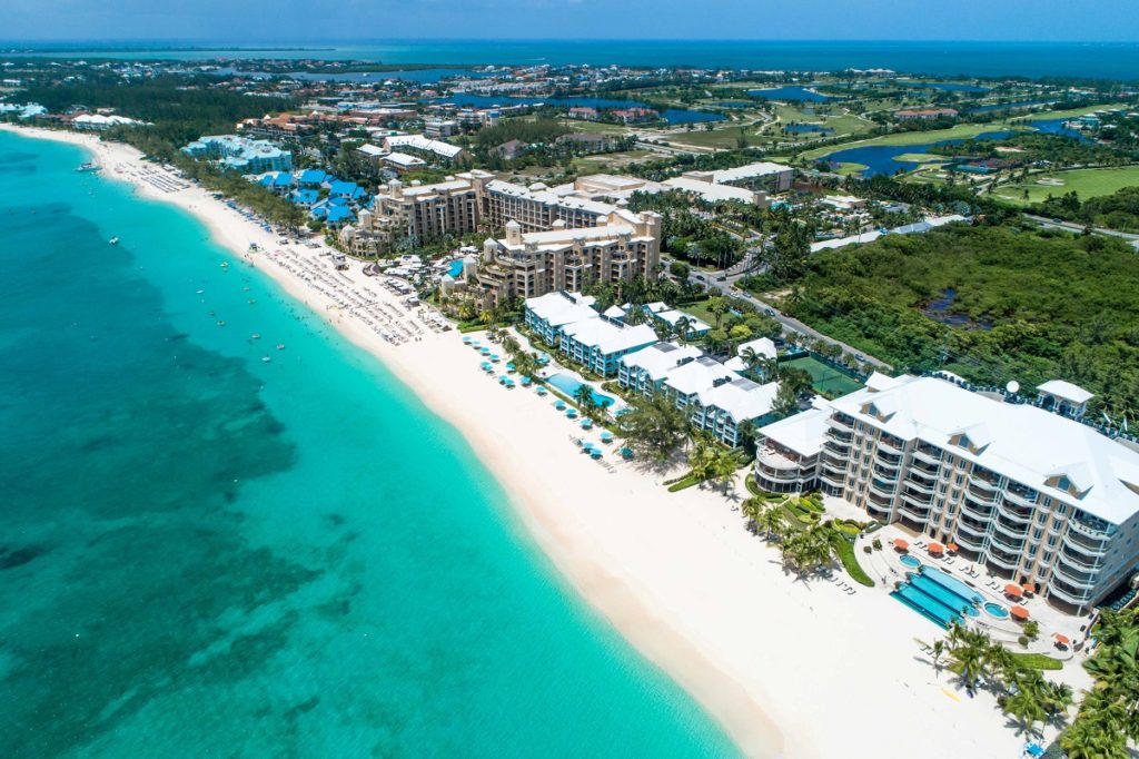 Aerial view of Seven Mile Beach Cayman